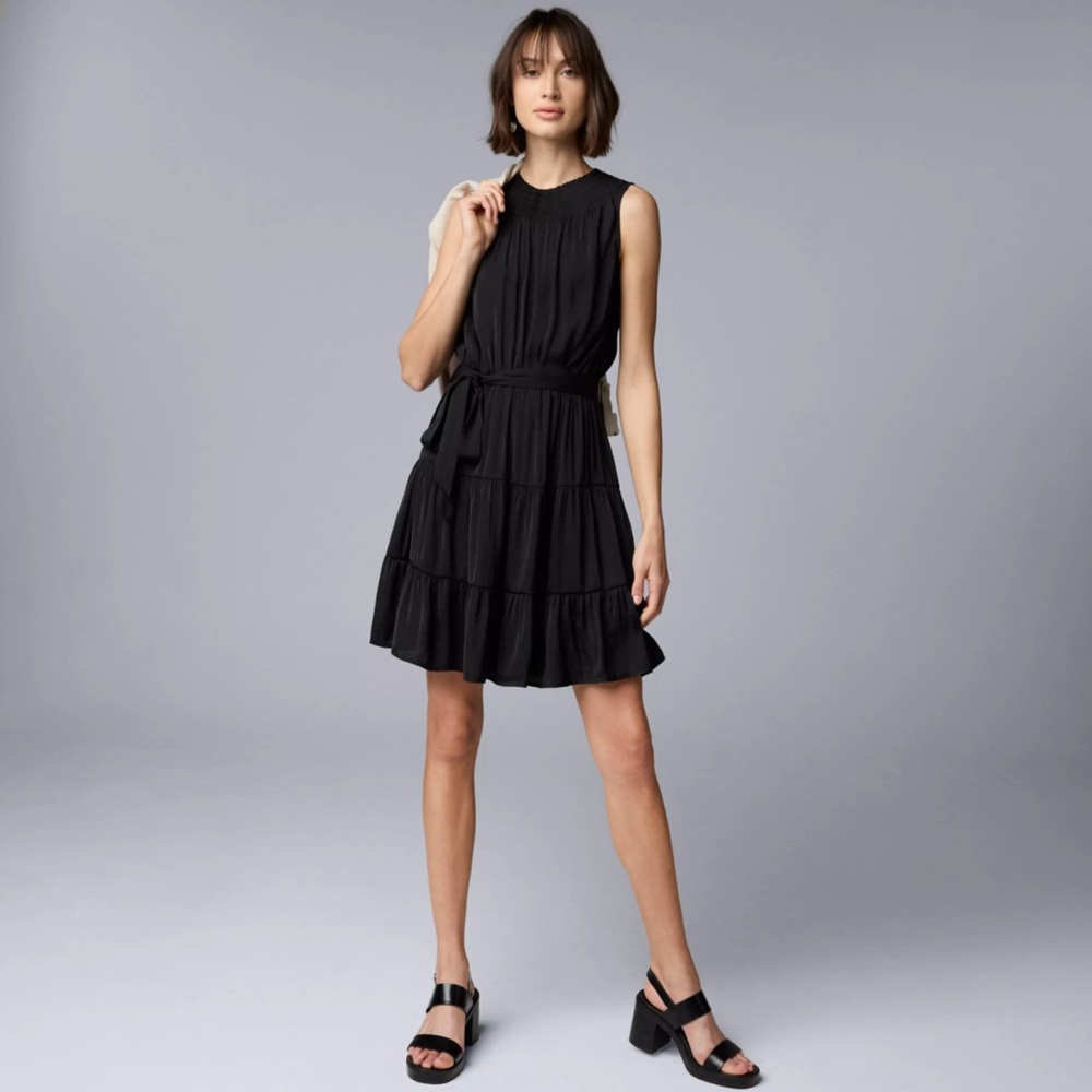 Simply Vera Wang Black Pleated Mini Sundress - Picture 3 of 5